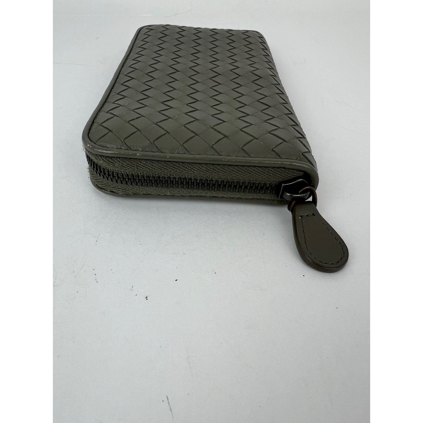 
                  
                    Bottega Veneta Gray Intrecciato Zip Around Leather Wallet Clutch
                  
                