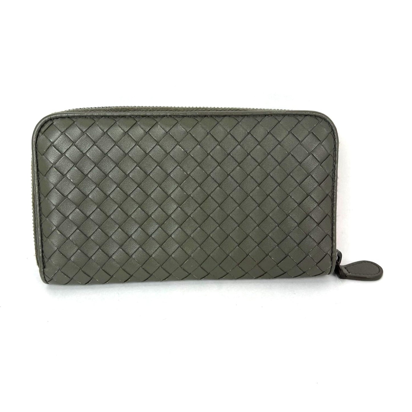 
                  
                    Bottega Veneta Gray Intrecciato Zip Around Leather Wallet Clutch
                  
                