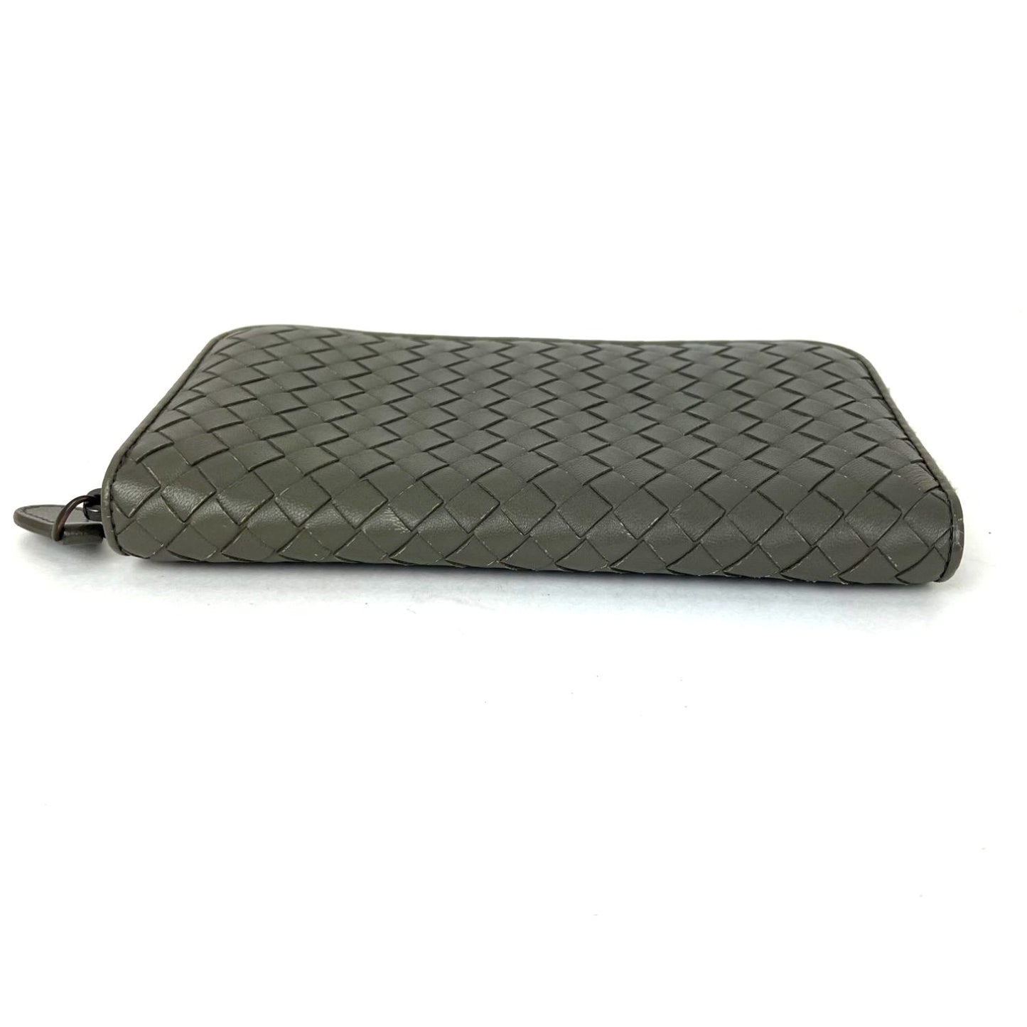 
                  
                    Bottega Veneta Gray Intrecciato Zip Around Leather Wallet Clutch
                  
                