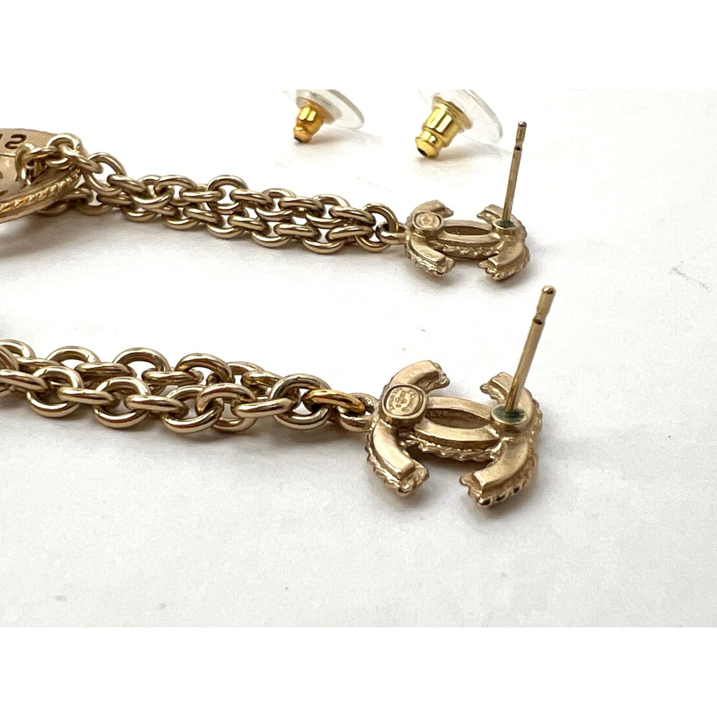 
                  
                    Chanel Gold Chain Logo Dangle CC Earrings
                  
                