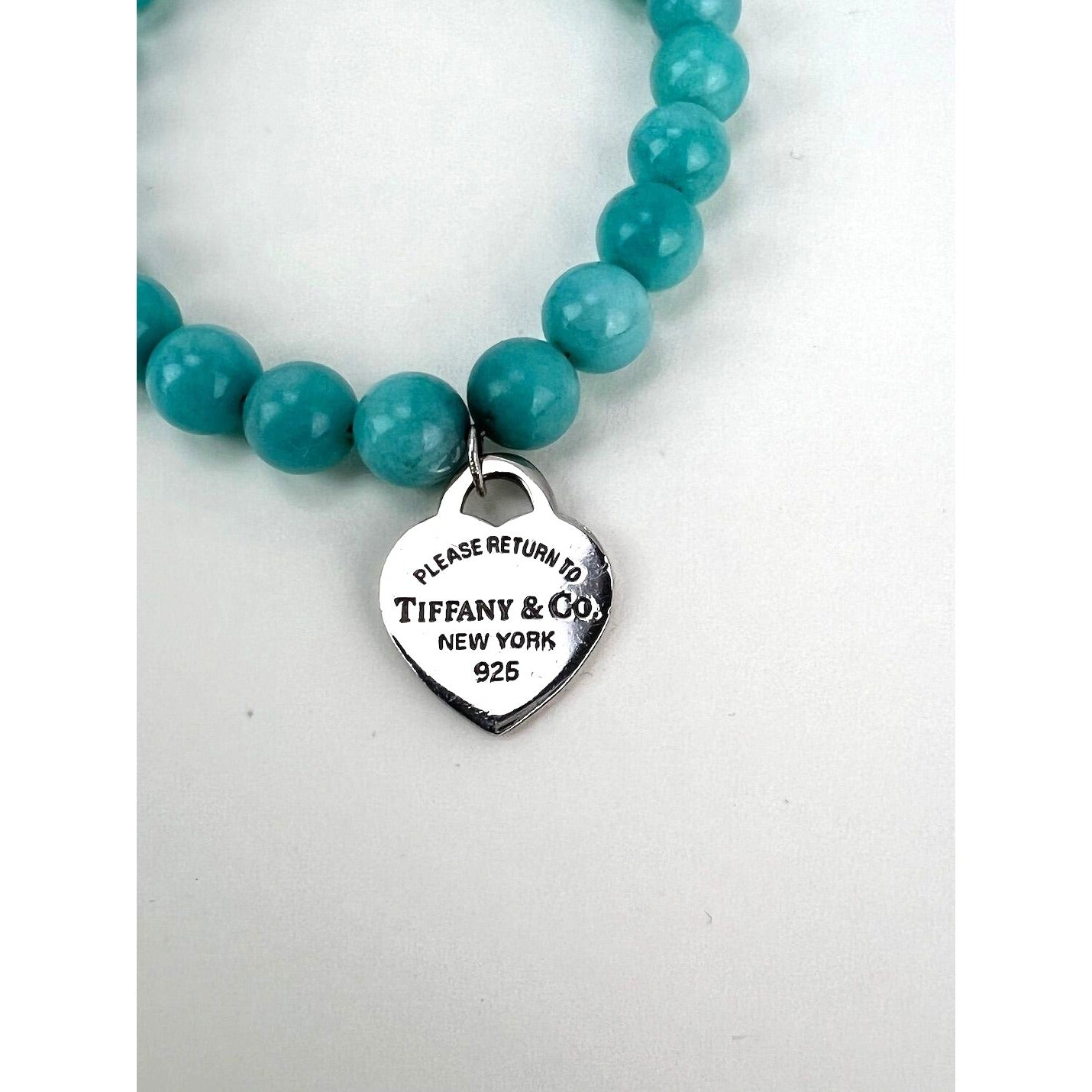 
                  
                    Tiffany Heart Tag Bead Bracelet in Silver with Amazonite, 8 mm
                  
                