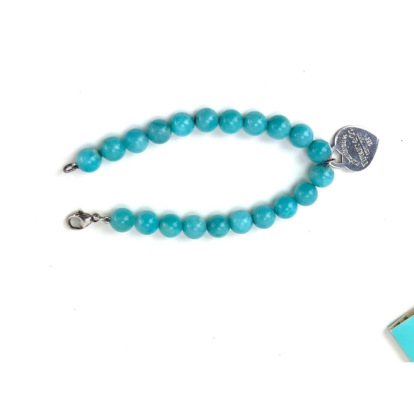 
                  
                    Tiffany Heart Tag Bead Bracelet in Silver with Amazonite, 8 mm
                  
                