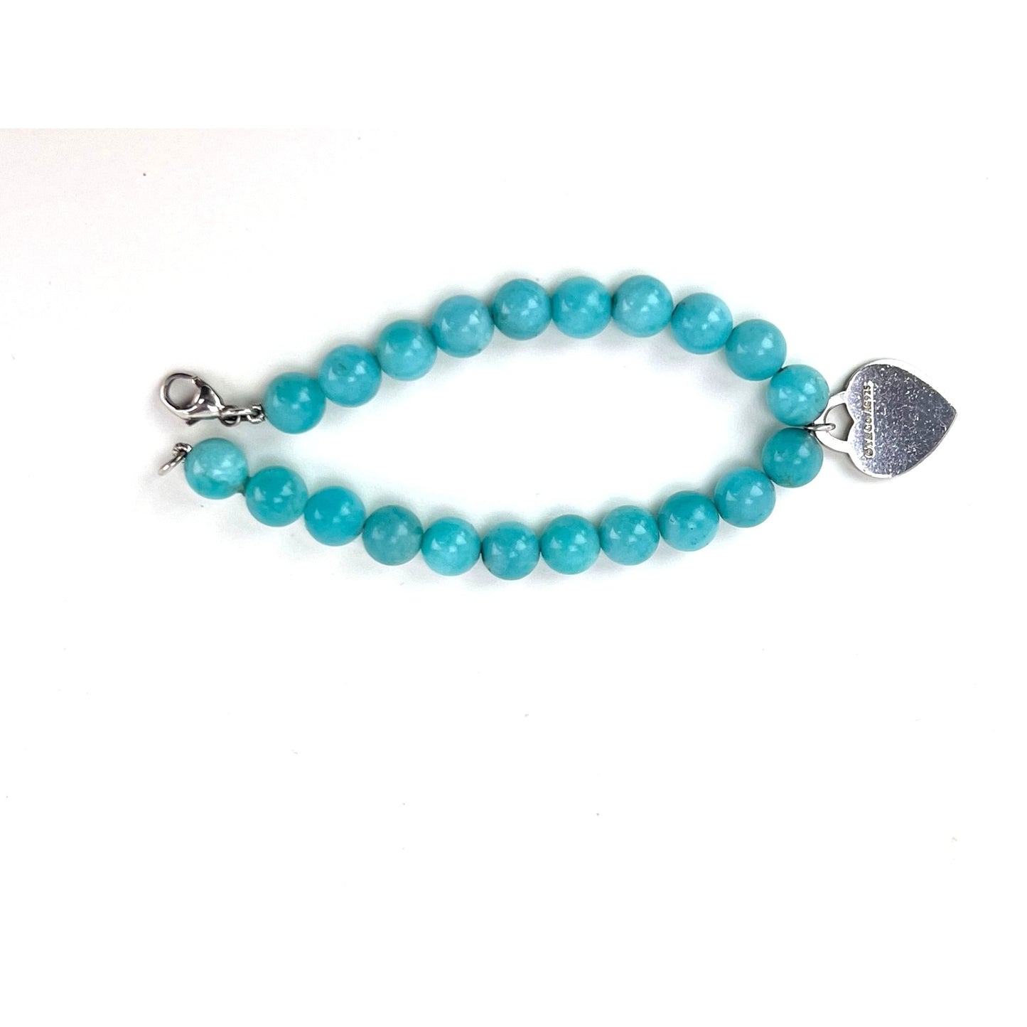 
                  
                    Tiffany Heart Tag Bead Bracelet in Silver with Amazonite, 8 mm
                  
                