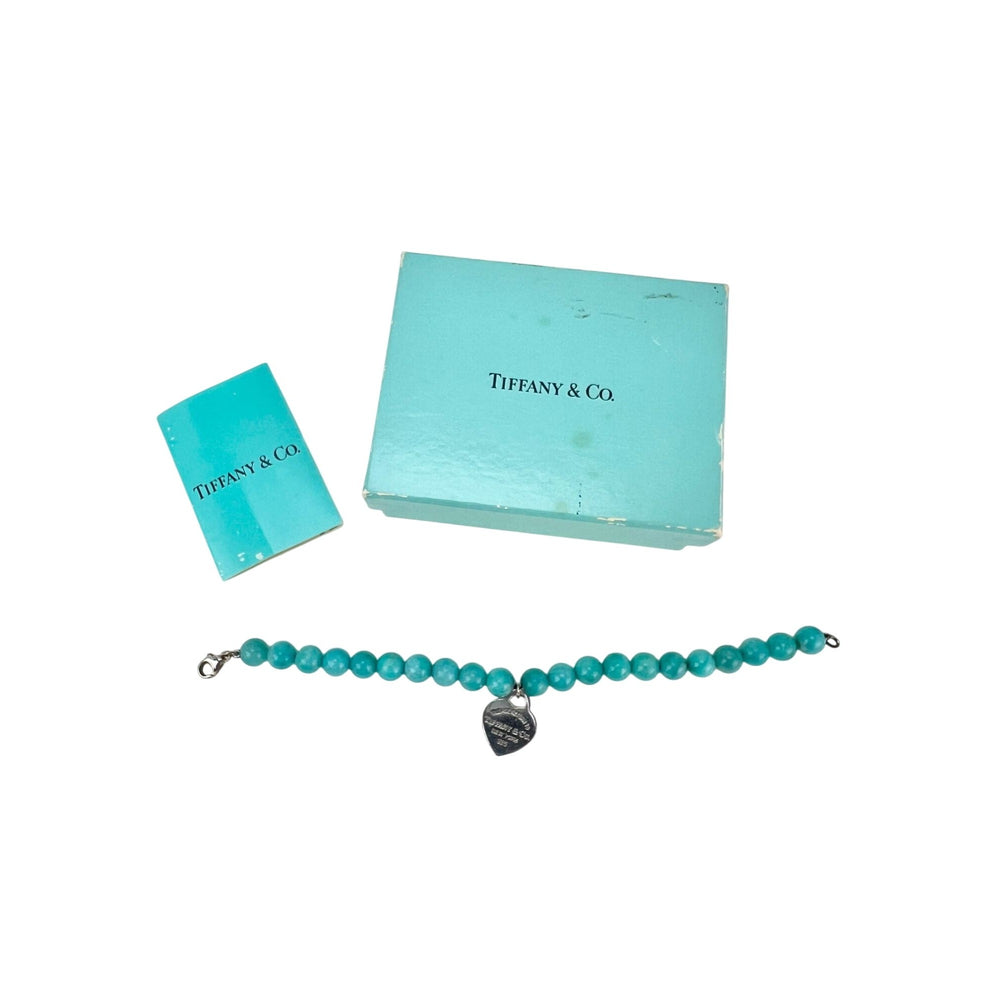 
                  
                    Tiffany Heart Tag Bead Bracelet in Silver with Amazonite, 8 mm
                  
                