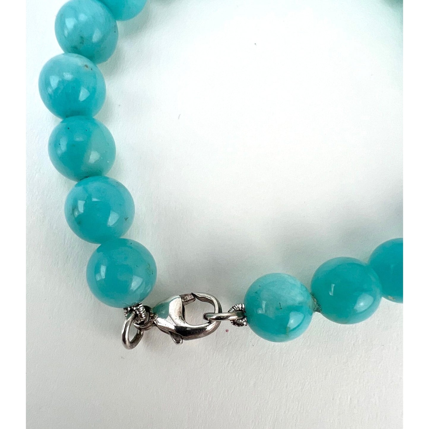 
                  
                    Tiffany Heart Tag Bead Bracelet in Silver with Amazonite, 8 mm
                  
                