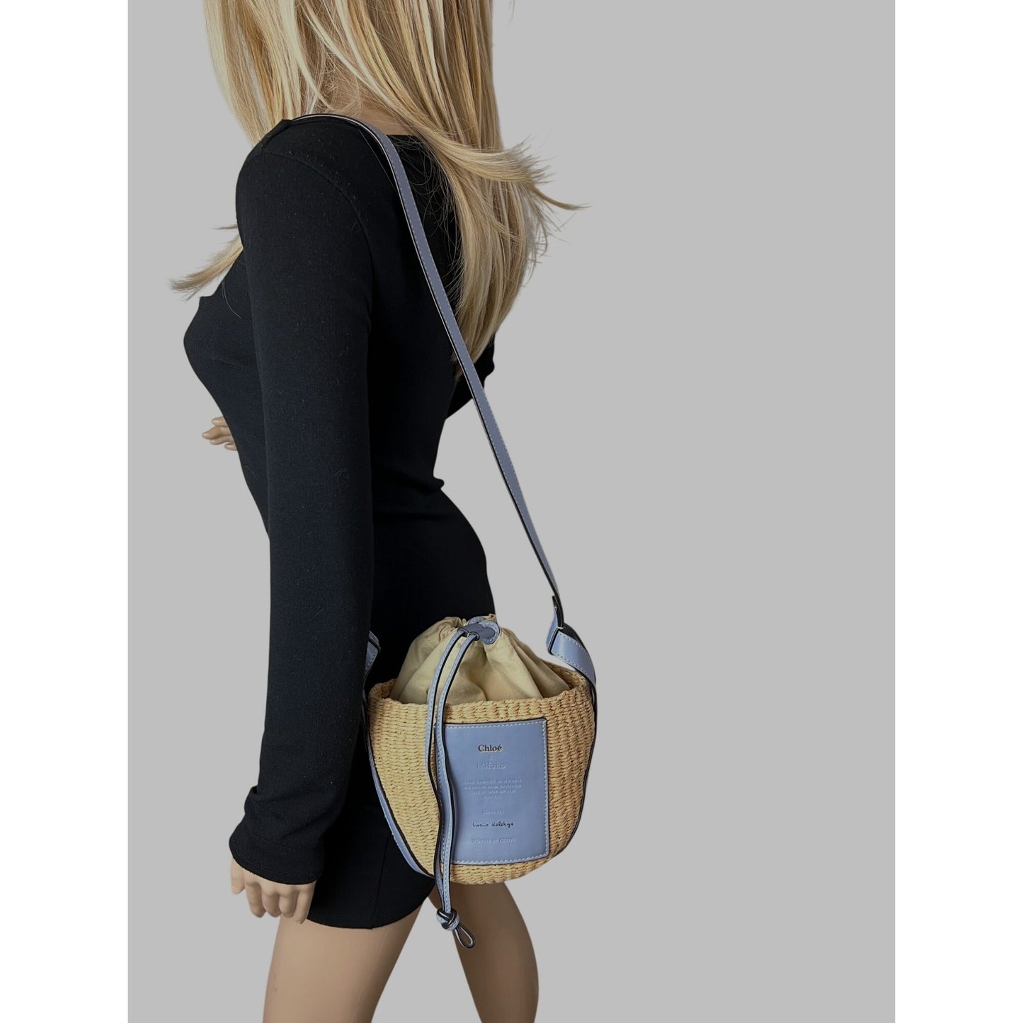 
                  
                    Chloe  X mifuko Raffia Blue Leather Basket Shoulder Bag
                  
                