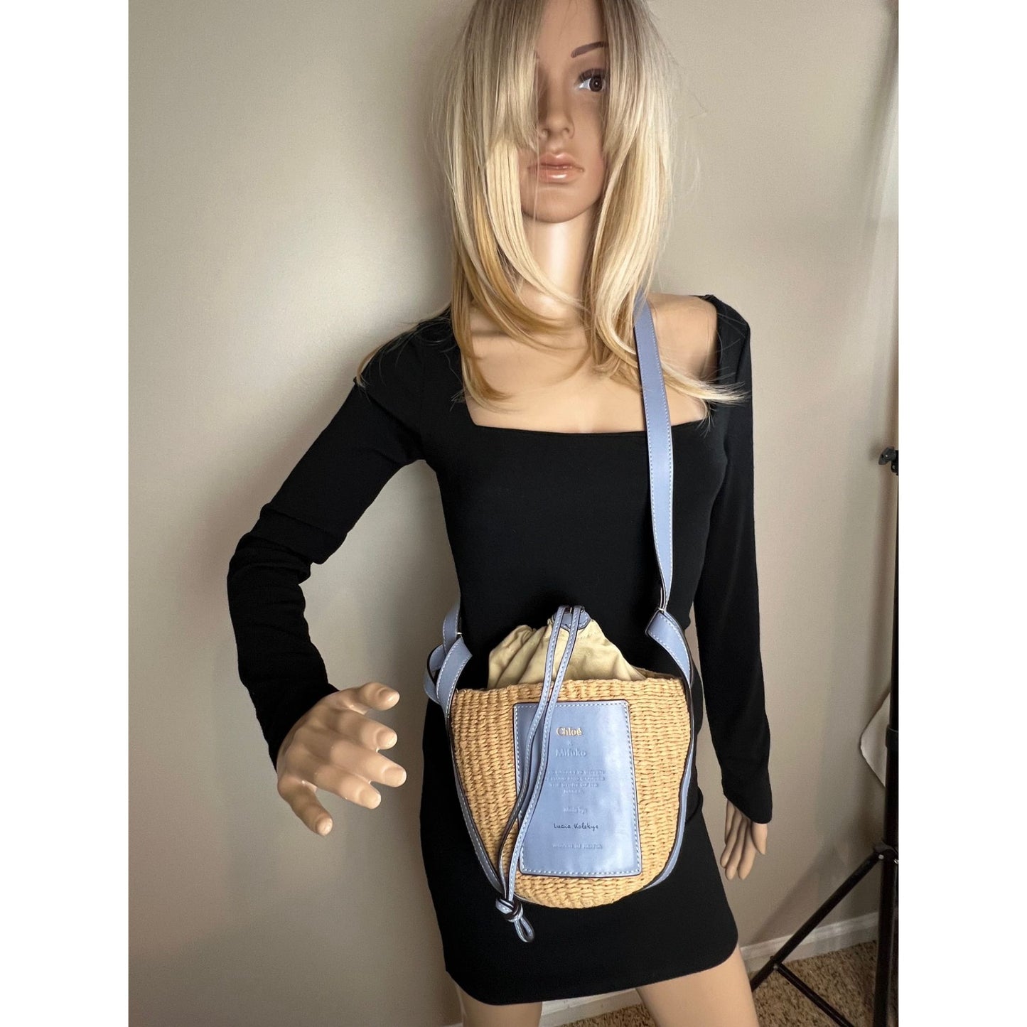 
                  
                    Chloe  X mifuko Raffia Blue Leather Basket Shoulder Bag
                  
                