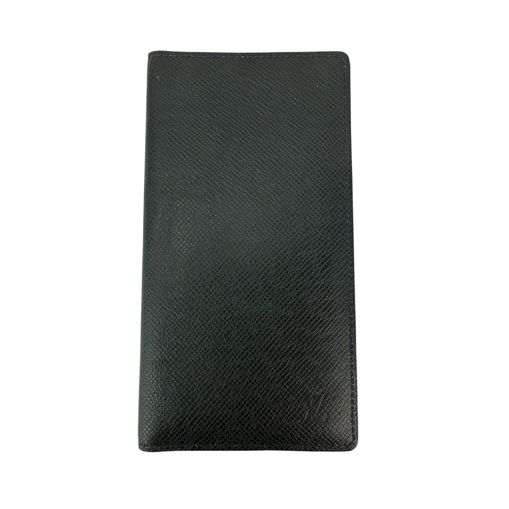 LOUIS VUITTON Taiga Brazza Long Bifold Dark Blue Leather Wallet