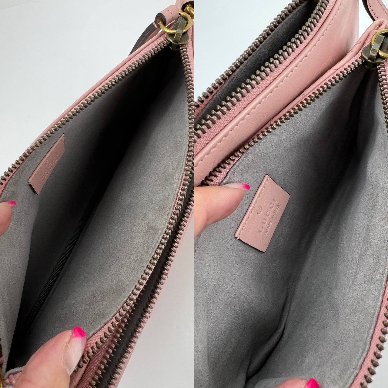 Double Zip Shoulder Bag In Grey