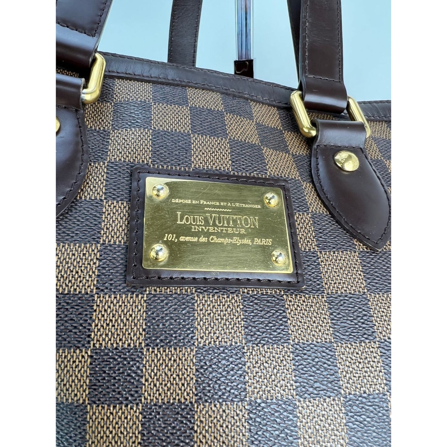 Louis Vuitton Damier Azur Hampstead PM Shoulder Tote Bag LV White