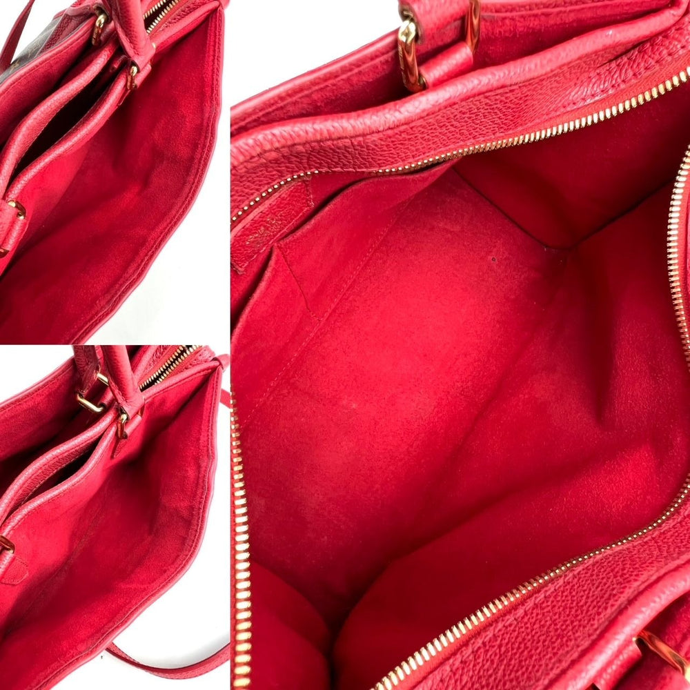 Louis Vuitton Monogram V Zipper Tote Red Leather Handbag