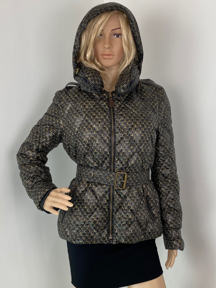 Burberry Brit Designer Gold and Black thin Down Puffer Jacket Size: XL Coat  Pre owned