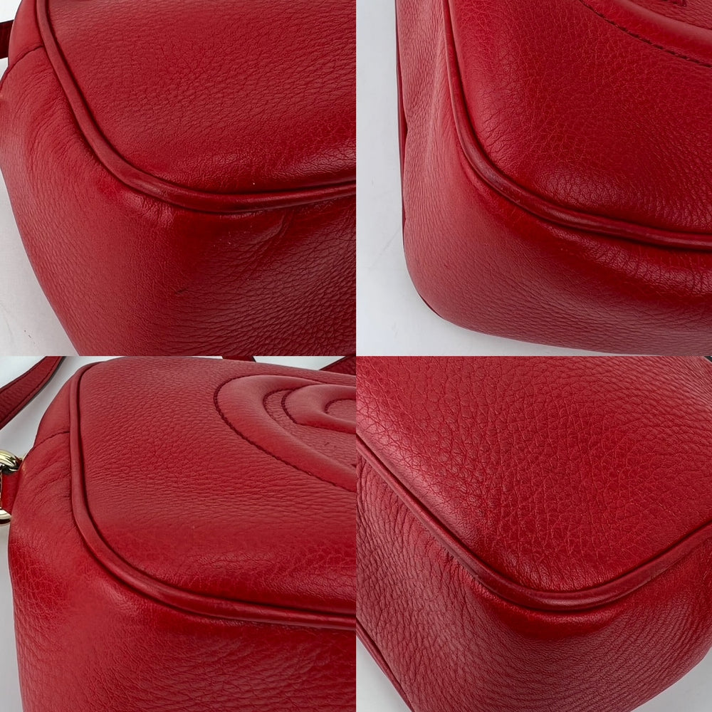Gucci Soho Disco Small Red Pebbled Leather Bag used