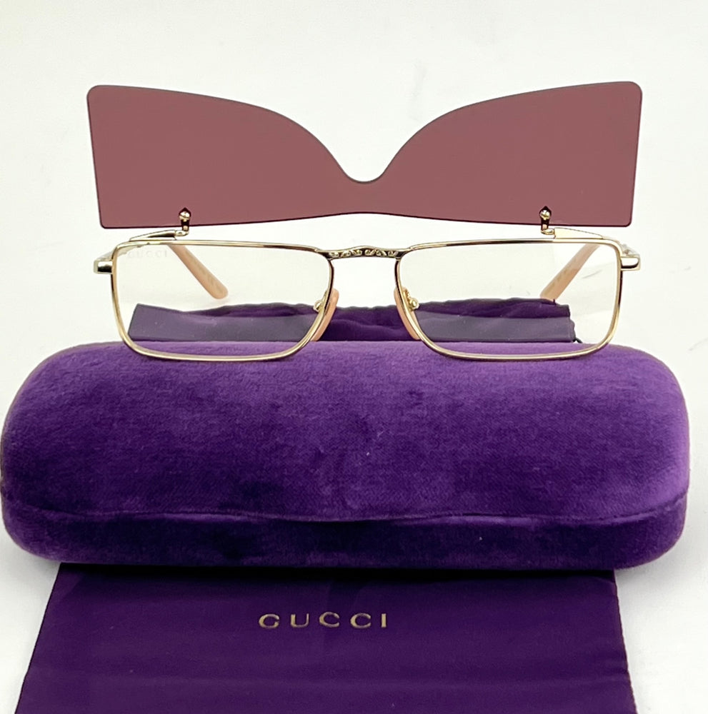 
                  
                    Gucci Flip-Up Sunglasses Rectangle Red Gold frames GG0363S 002 56 preowned
                  
                