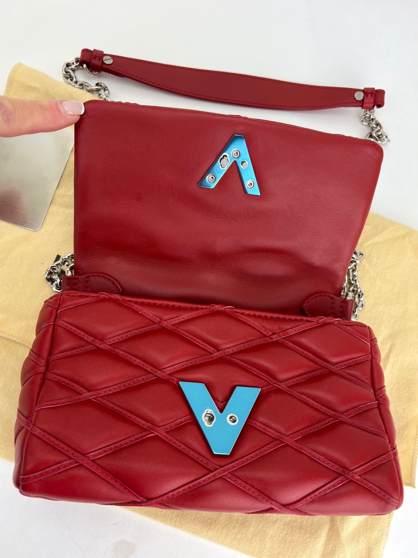 Louis Vuitton Handbag Go-14 Mini Chain Shoulder Bag Red Lambskin A916  Auction
