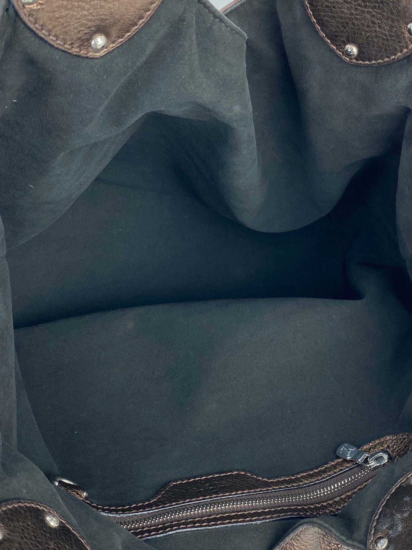 Louis Vuitton Mahina Grey Leather Handbag (Pre-Owned)