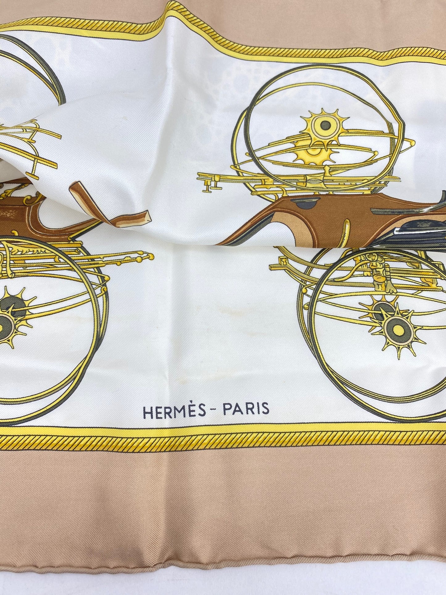 Hermes Scarf Silk Les Voitures A Transformation Carriages w/Box