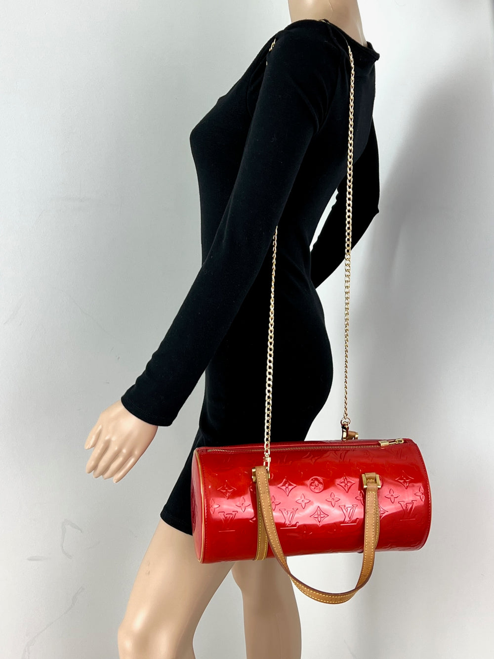 LOUIS VUITTON Handbag Papillon 30 Red Vernis Leather Vintage Shoulder Bag  A931