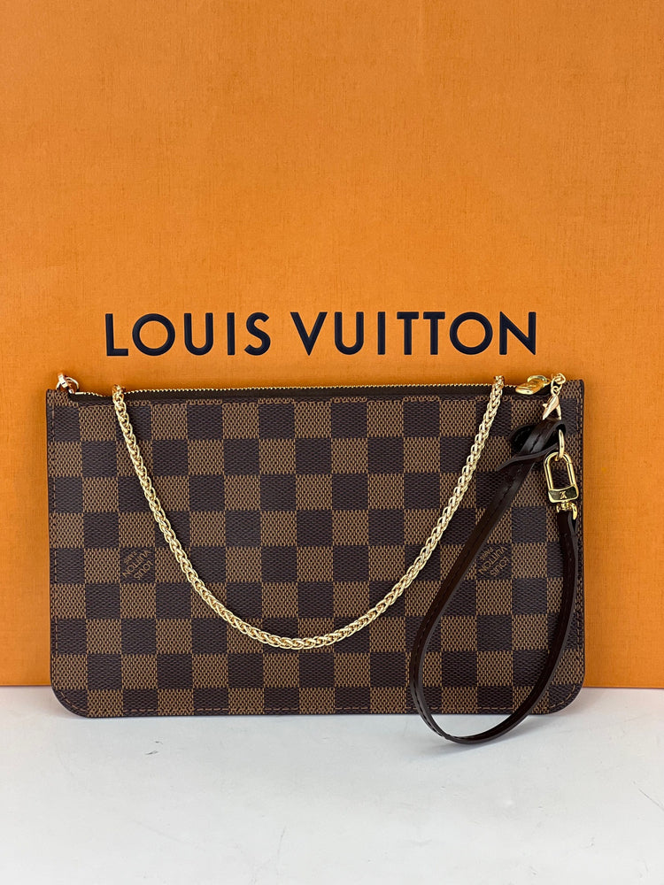 Louis Vuitton Damier Ebene Neverfull Pochette Clutch Pouch 2014 For Sale at  1stDibs  louis vuitton neverfull with pouch, lv inspired wristlet, louis vuitton  clutch purse