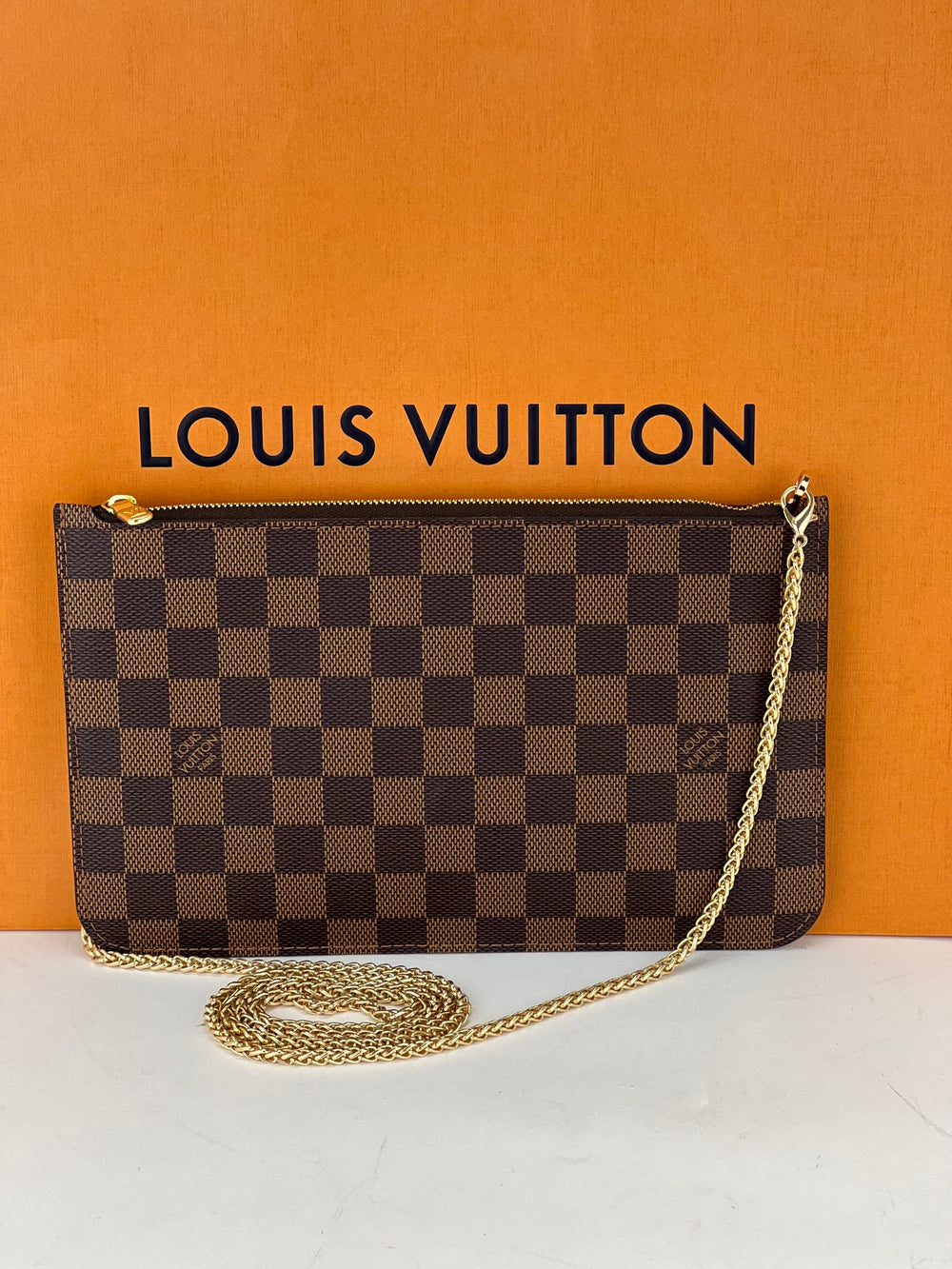 Authentic Louis Vuitton Damier Neverfull Pouch Purse Clutch Bag LV
