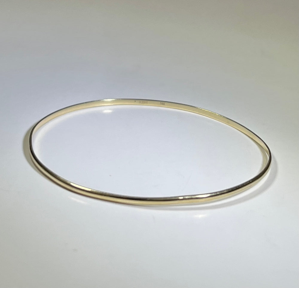 14K Yellow Gold KBH Reclaimed Skinny Bangle Bracelet Jewelry Authentic