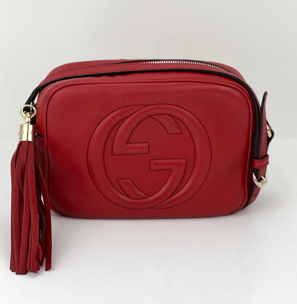 Gucci Soho Disco Small Red Pebbled Leather Bag Used – Debsluxurycloset