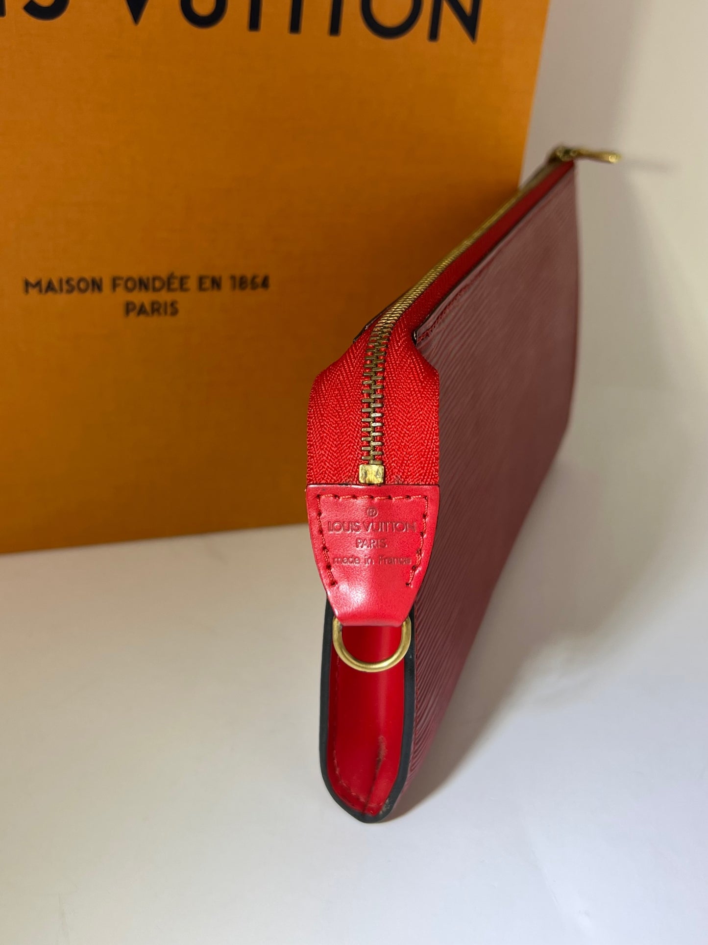 Louis Vuitton Handbag EPI 24 Pochette Accessories Red Leather Crossbody Bag Preowned
