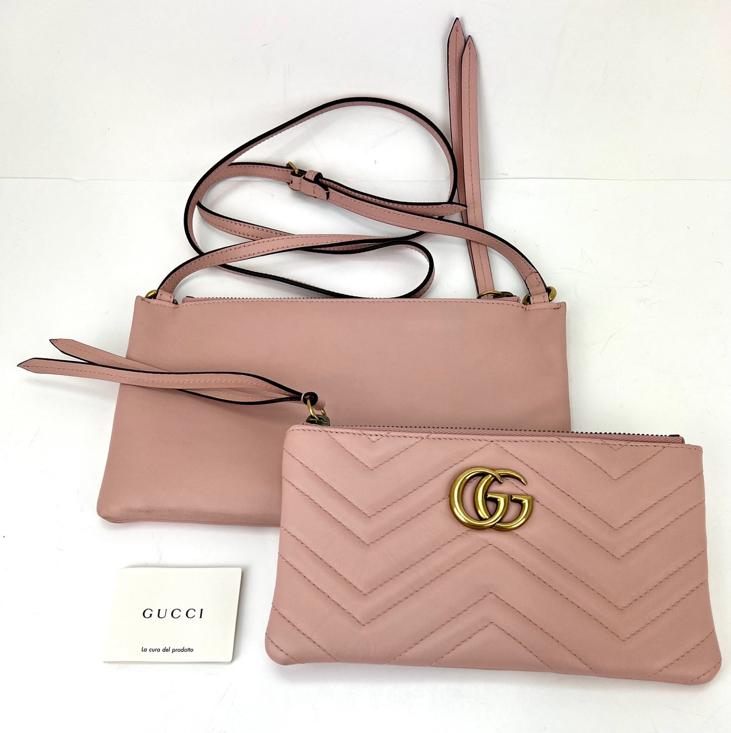 Gucci - Authenticated GG Marmont Chain Handbag - Leather Beige Plain for Women, Never Worn