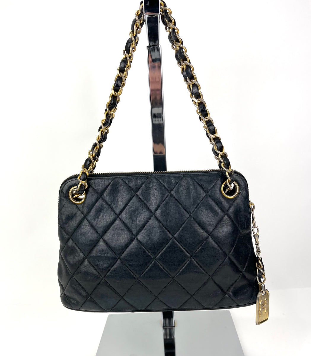 CHANEL Bag Quilted Lambskin Leather Chain Vintage Black Mini Shoulder Bag  Preowned