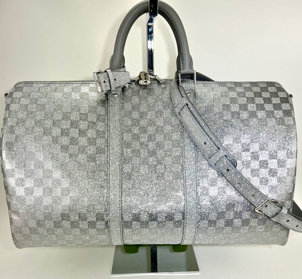 Louis Vuitton Keepall Bandoulière 50B Silver Glitter Damier