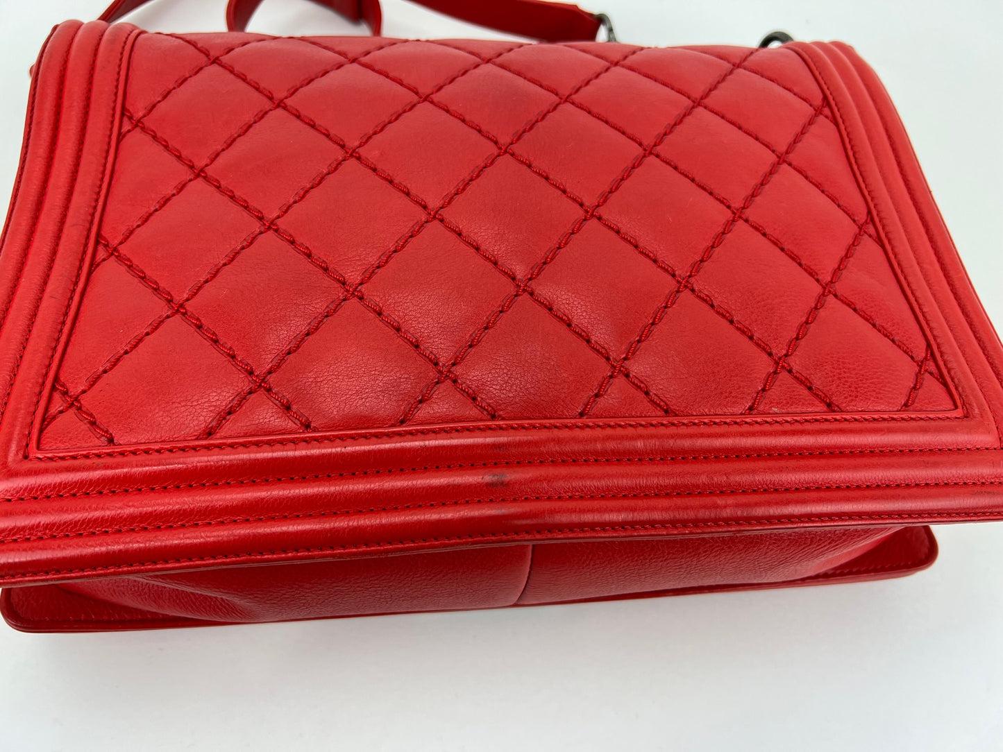 CHANEL Double Stitch Large Boy Red Flap Preowned – Debsluxurycloset