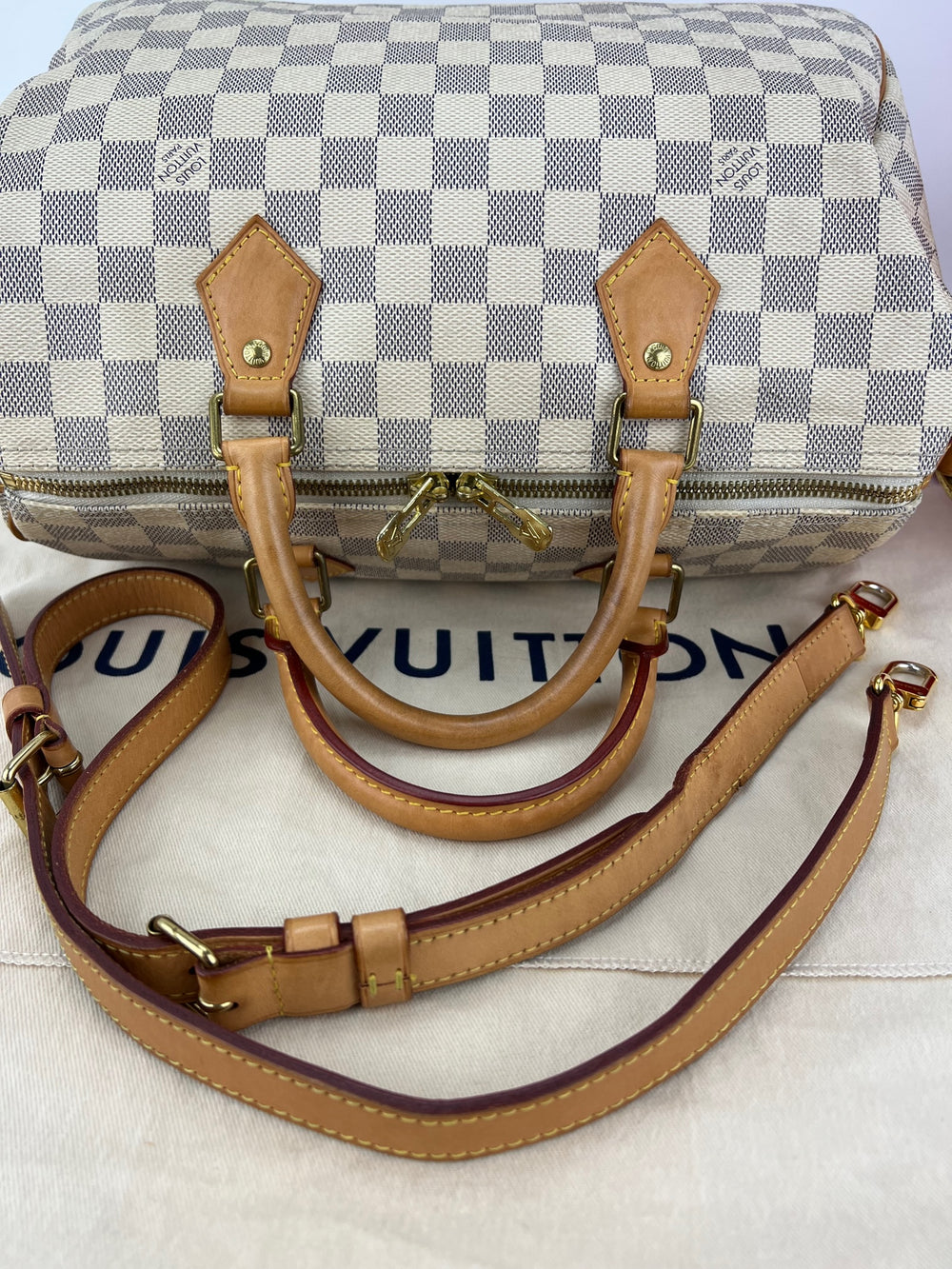 Preloved Louis Vuitton LV Damier Speedy 25 (with strap)