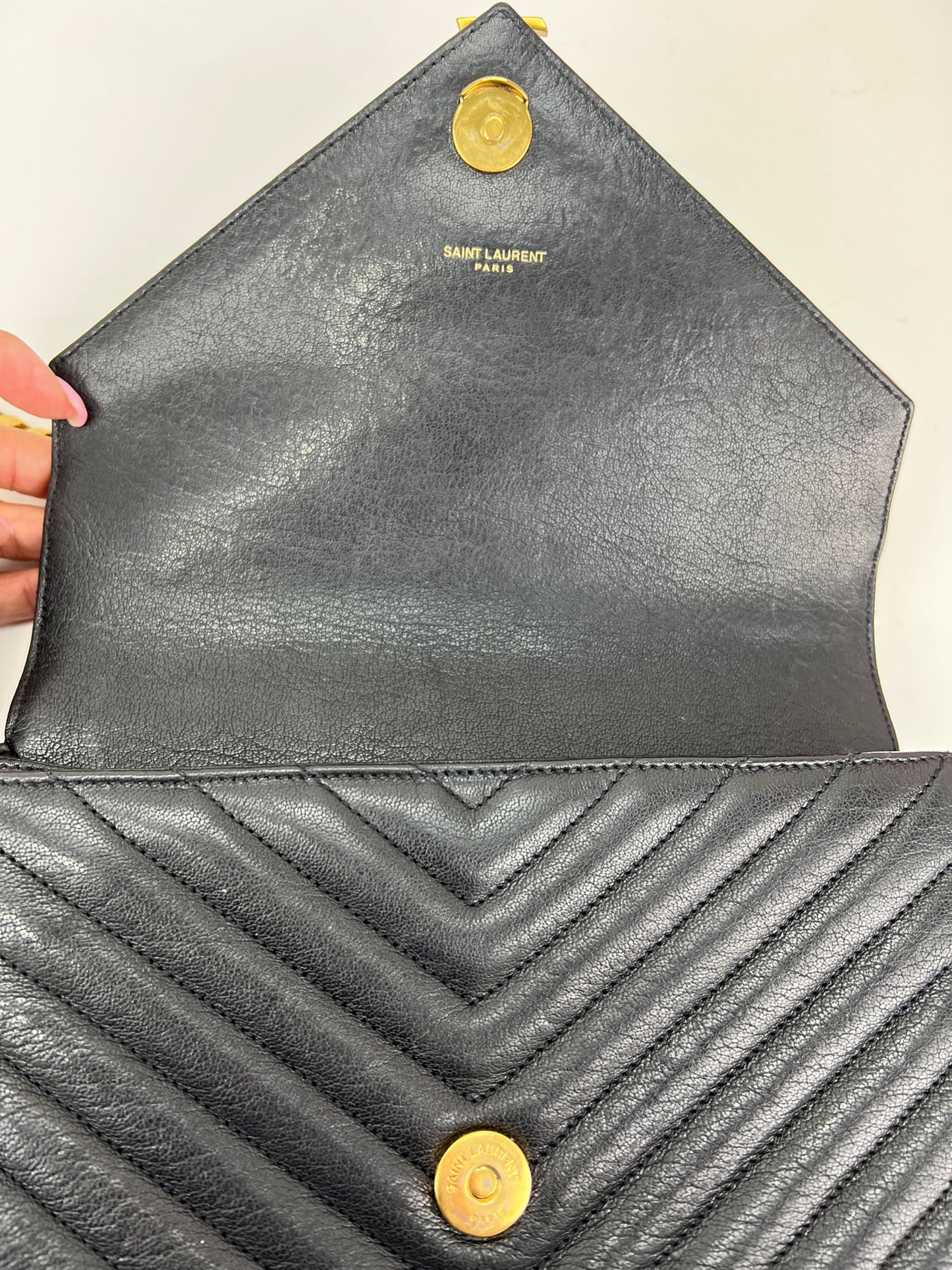 Saint Laurent - Wallet on Chain Matelasse Chevron Leather Medium