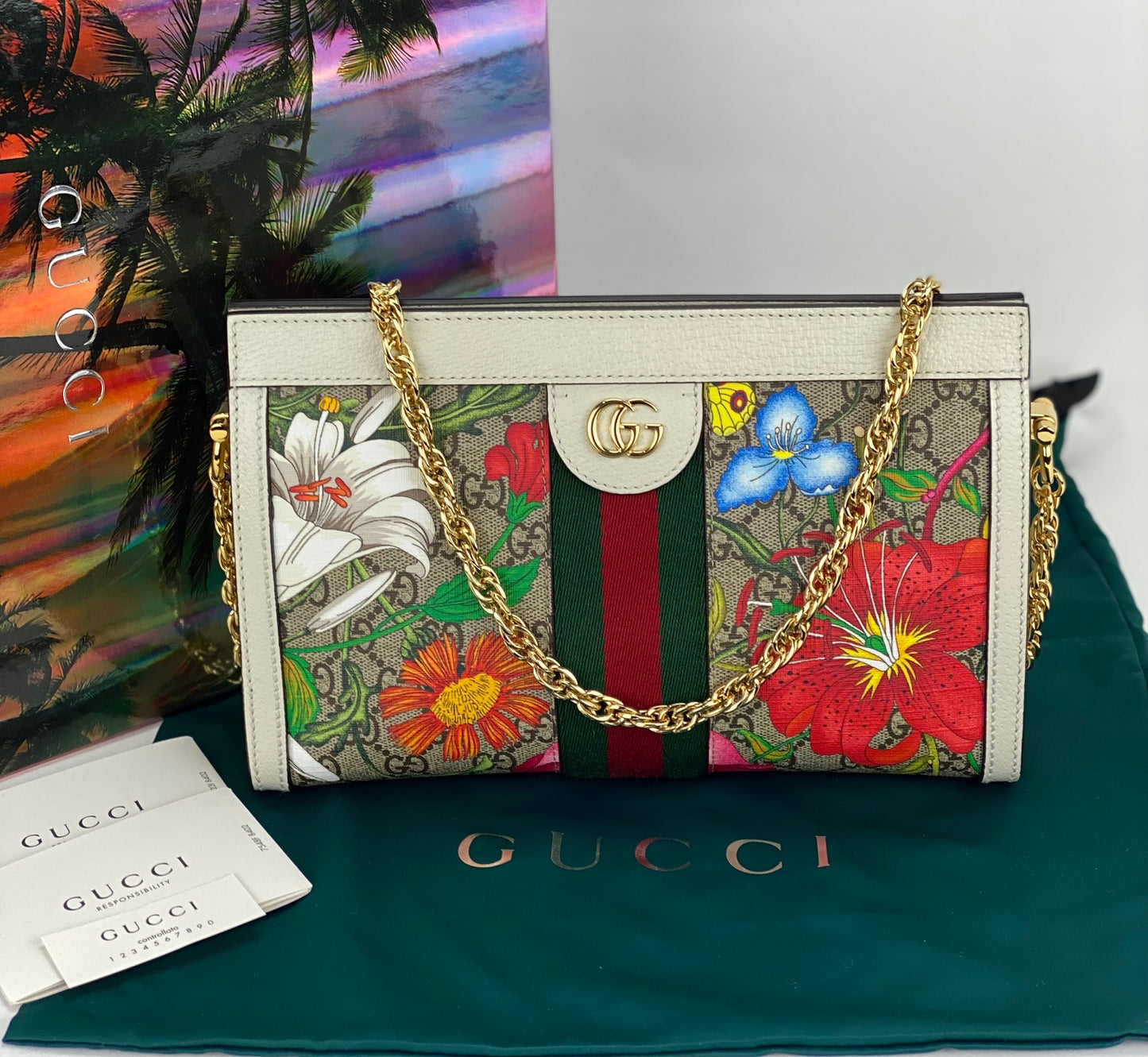 Gucci Ophidia Flora GG Small Supreme Canvas Shoulder Bag 503877 Pre Owned