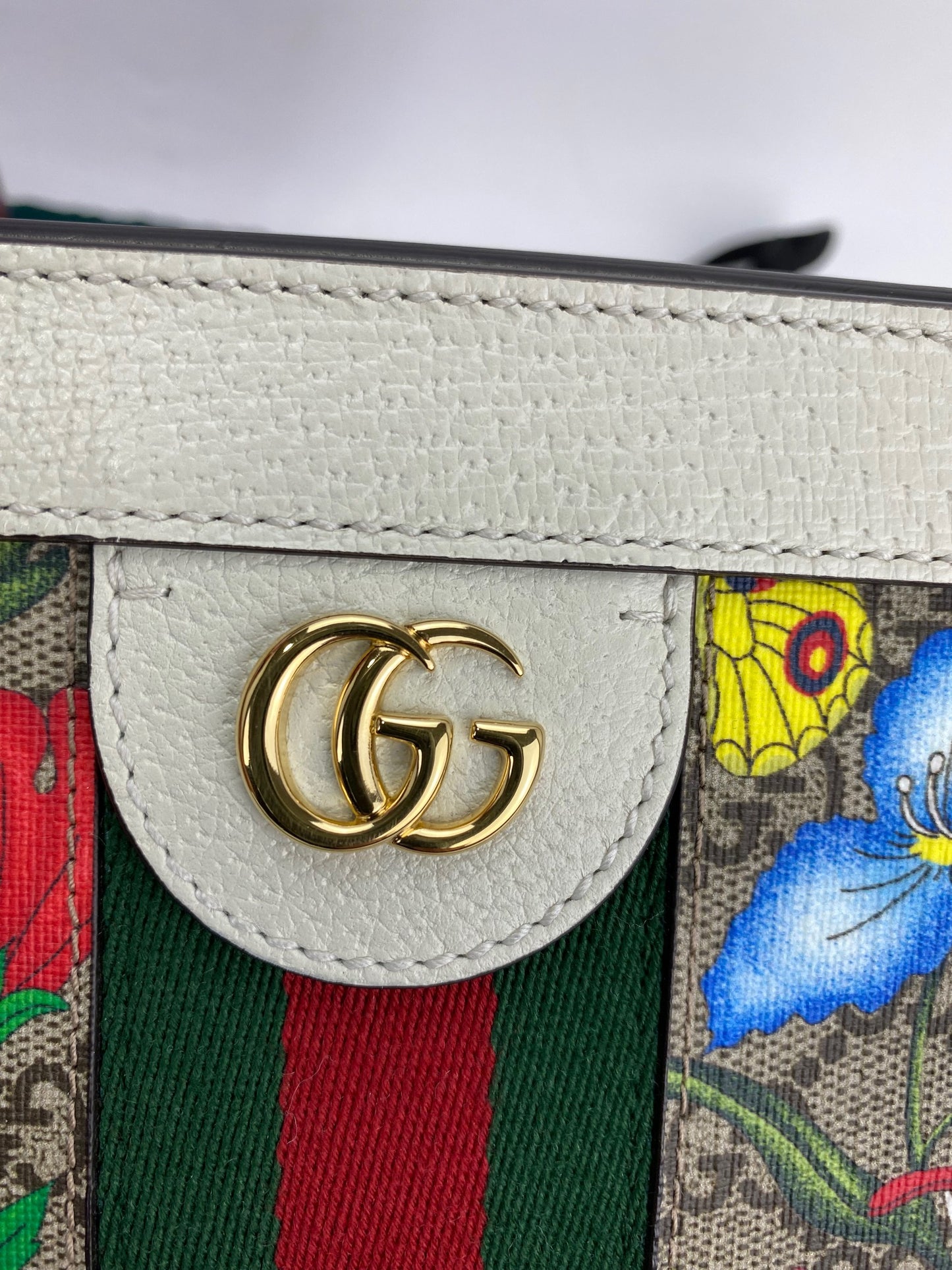 Ophidia GG small messenger bag in beige and blue GG Supreme