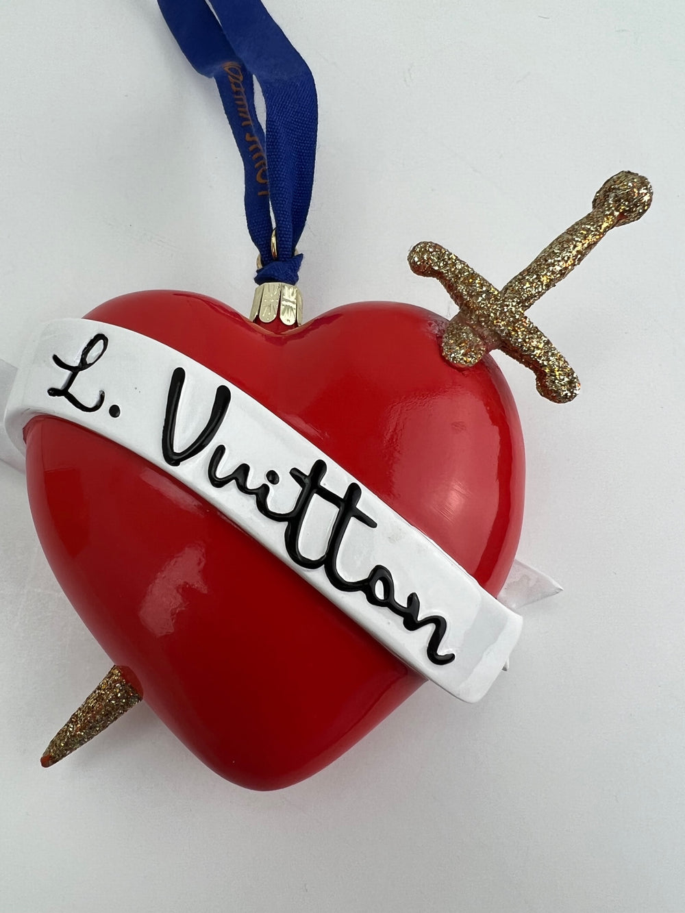 Louis Vuitton Louis Vuitton Red Heart Ornament With Gold Glitter Sword  Preowned on SALE