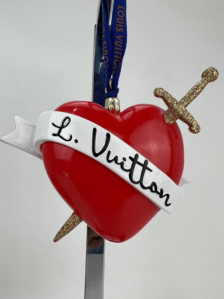 Louis Vuitton Red Heart Ornament with Gold Glitter Sword Preowned