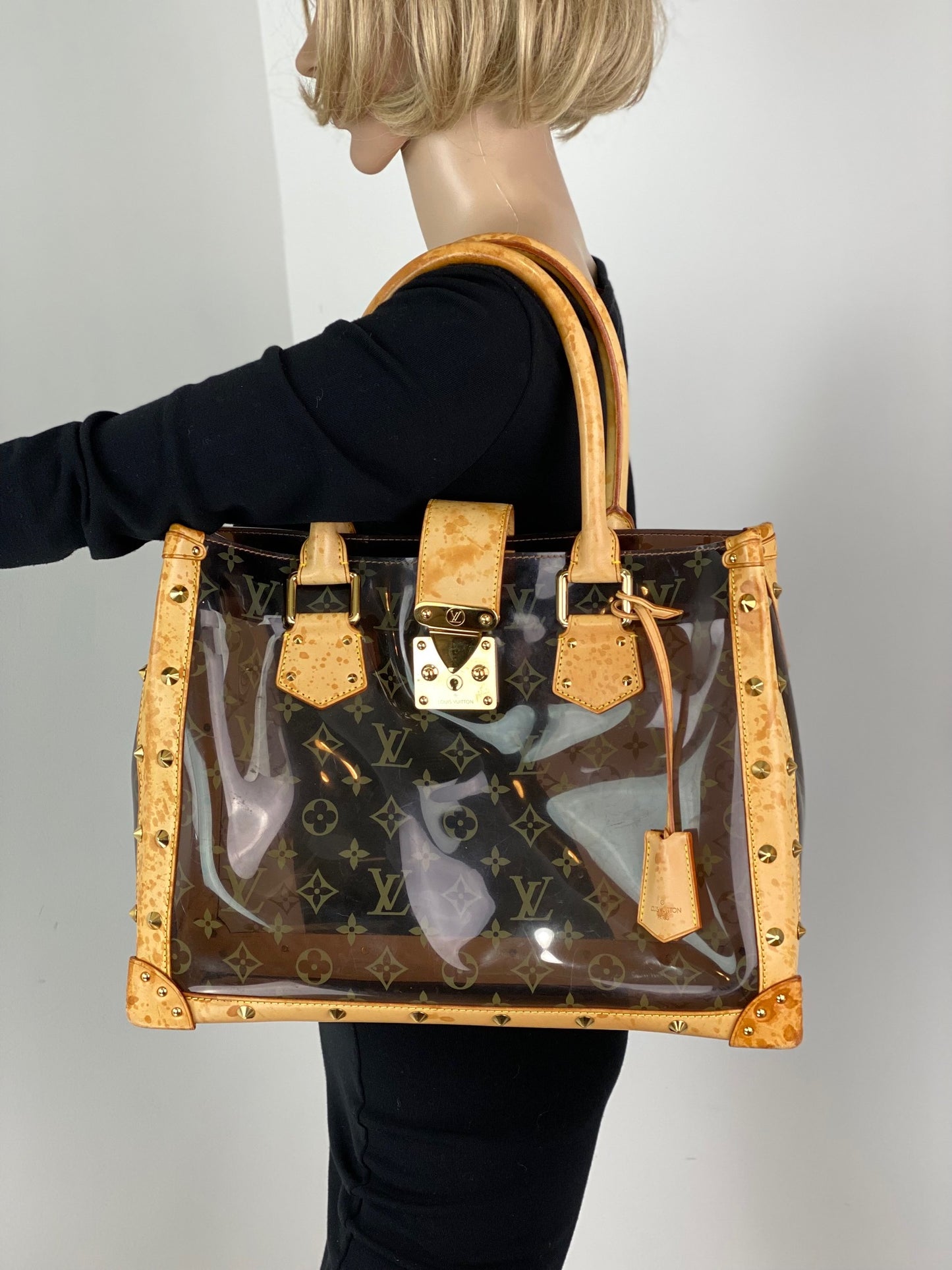 Lot - Louis Vuitton Ambre Vinyl Plastic Tote Bag or Purse