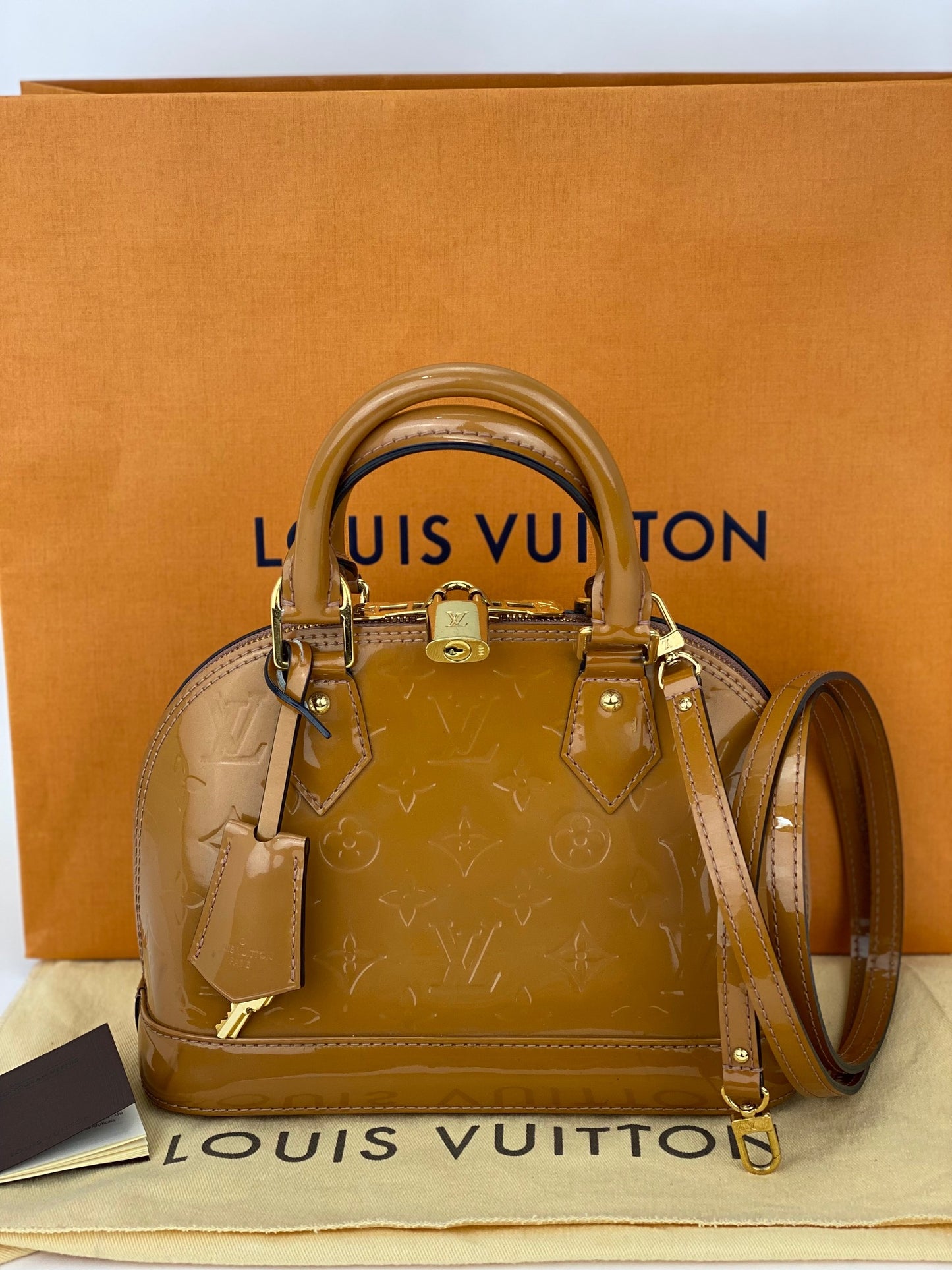 Louis Vuitton Alma BB Monogram Vernis Crossbody Bag Black
