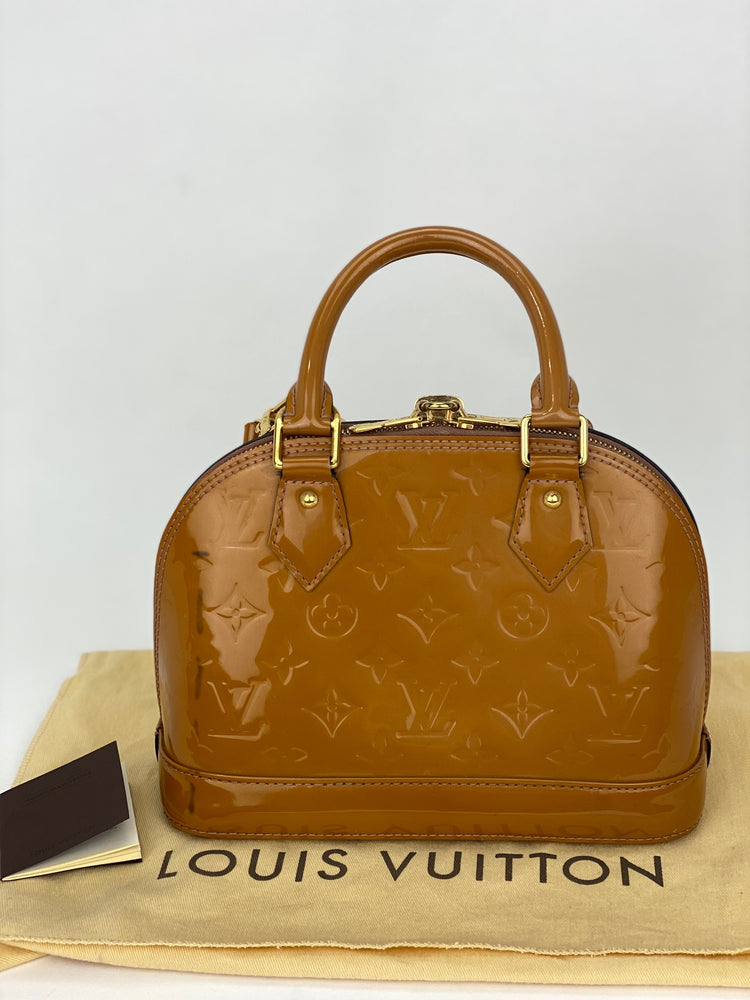 Louis Vuitton, Bags, Louis Vuitton Vernis Rose Velours Alma Pm Bag