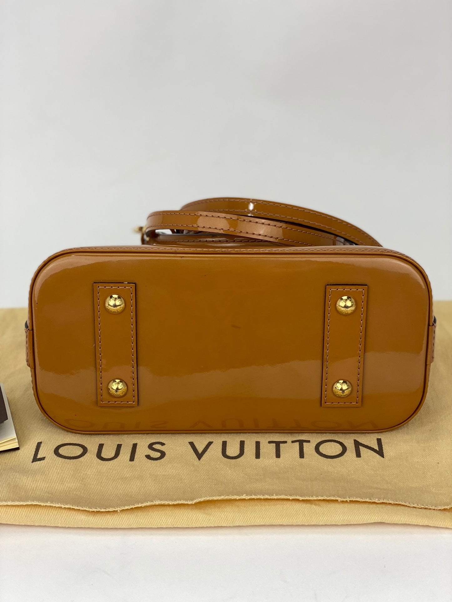 Louis Vuitton Alma Handbag Monogram Vernis with Monogram Canvas