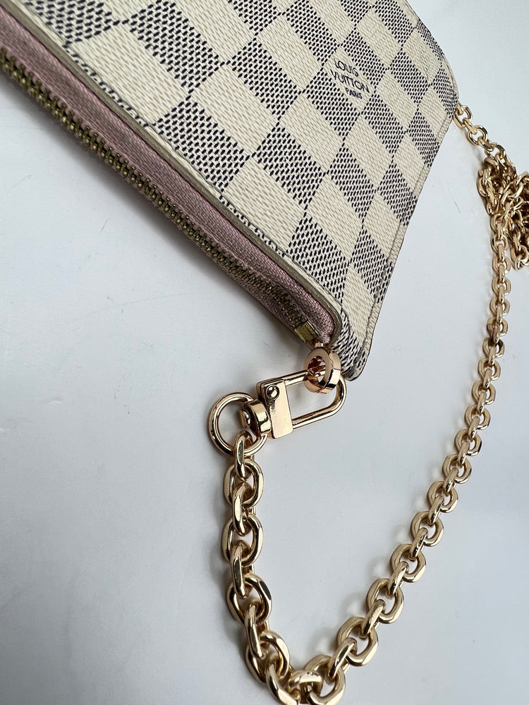 LOUIS VUITTON Pochette Damier Azur Clutch Crossbody Bag from