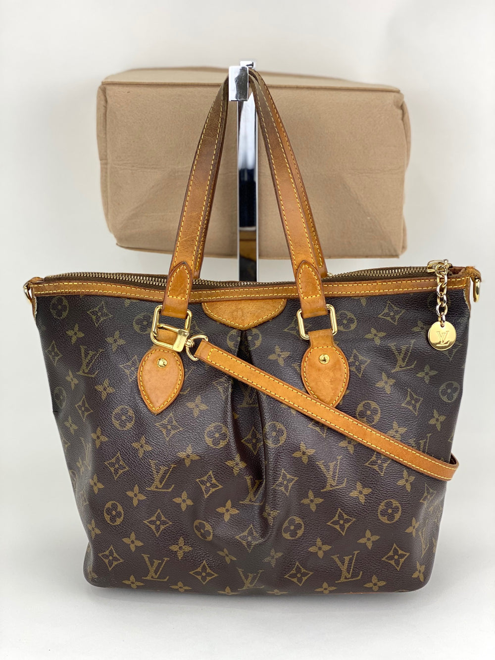 Louis Vuitton Palermo Shoulder Bag GM Brown Canvas Pre-owned Great Condition