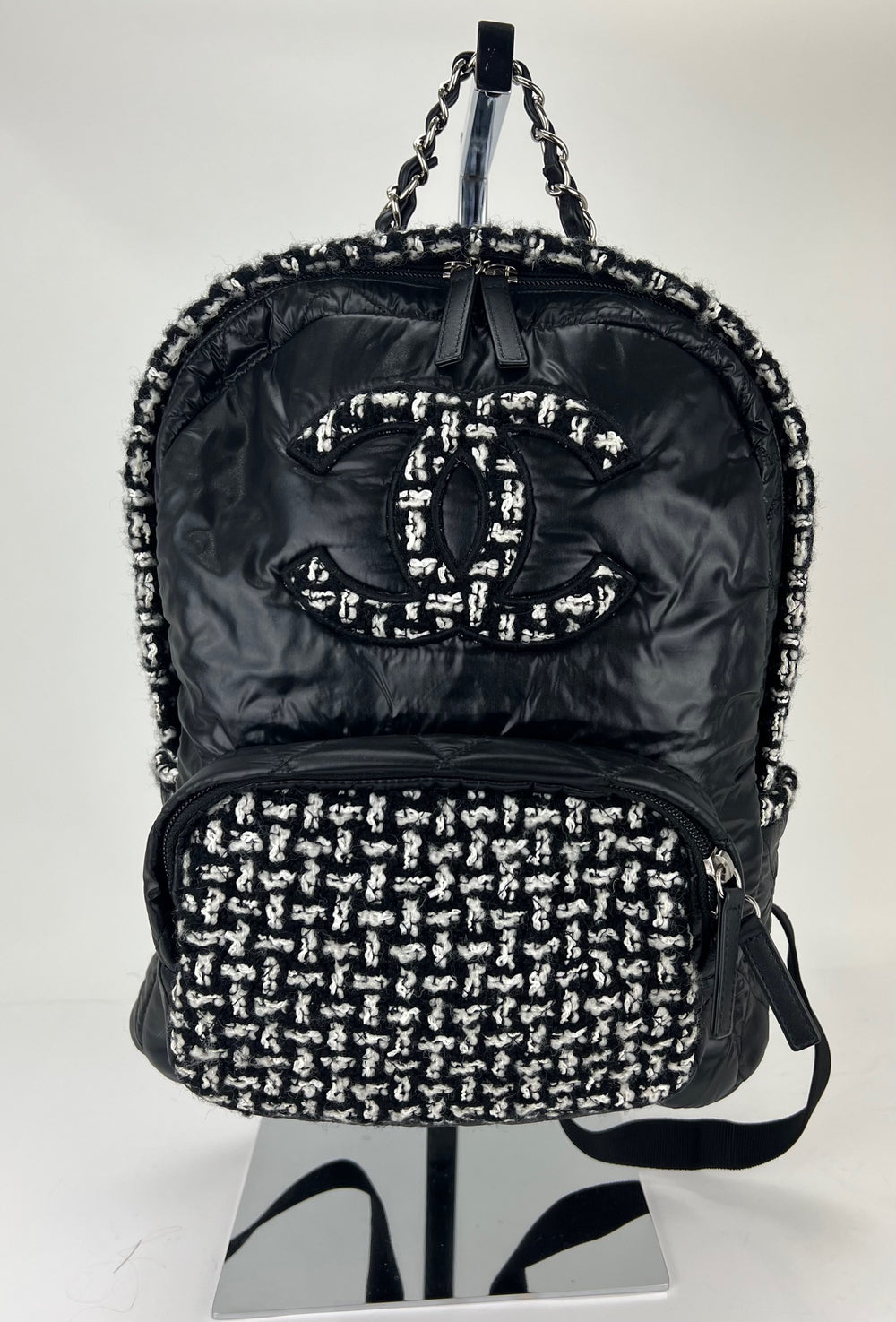 Pre-Owned Chanel Quilted Nylon and CC Tweed Backpack