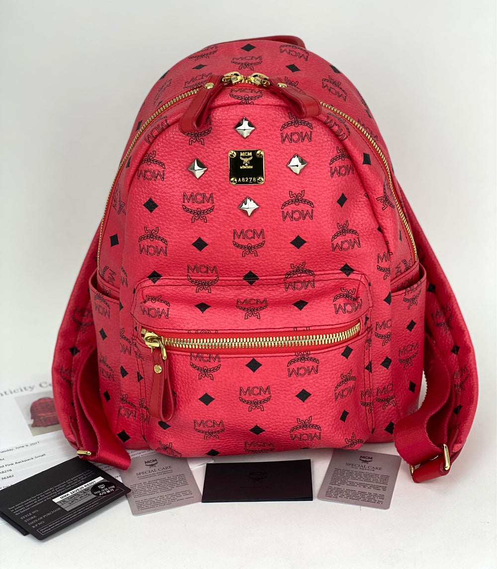 Hermes H Logo Canvas Leather 2 Way Backpack Bucket Bag Red
