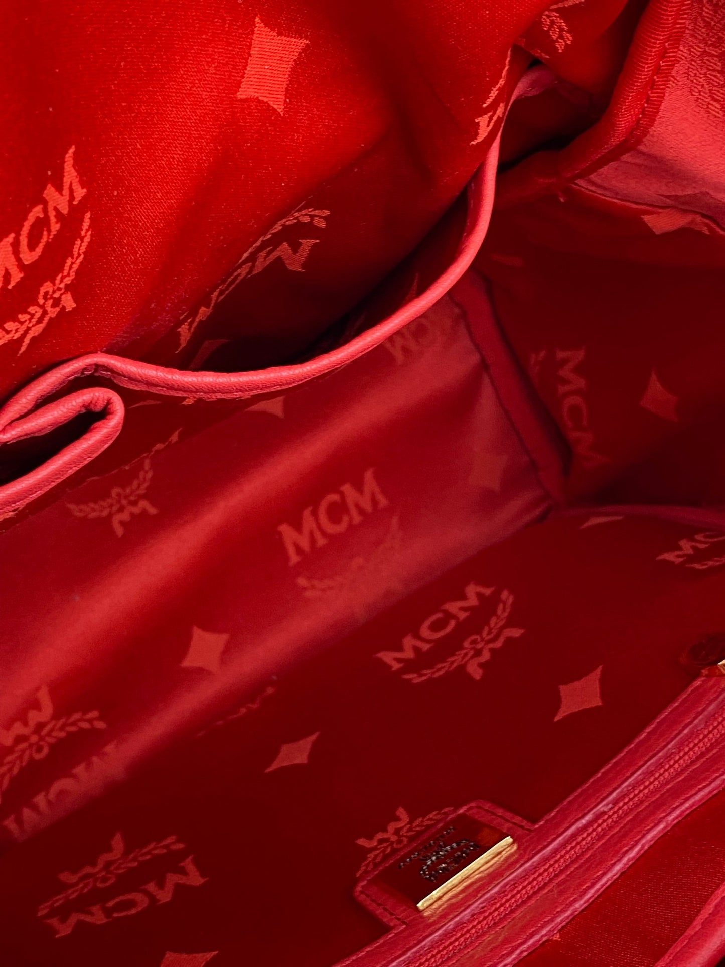 MCM Cognac Visetos Leather Large Stark Backpack MCM | The Luxury Closet