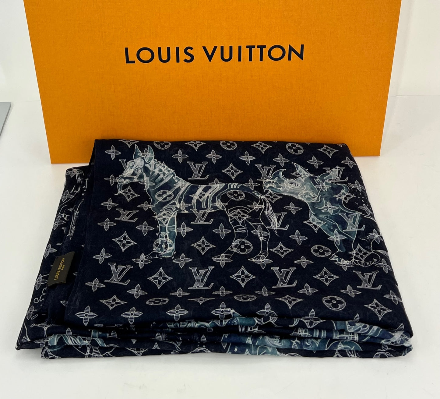 Lux Jewelry Boutique Louis Vuitton Cashmere Monogram Scarf All Black