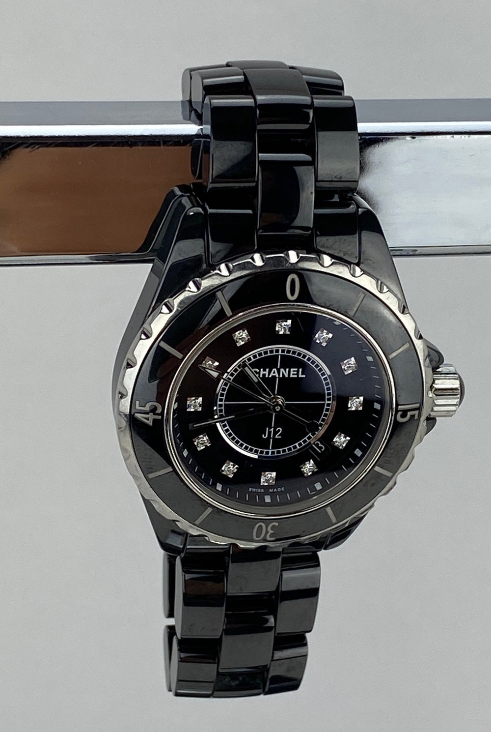 Chanel J12 Black Dial Diamond Black Ceramic Strap Women's Watch H6419