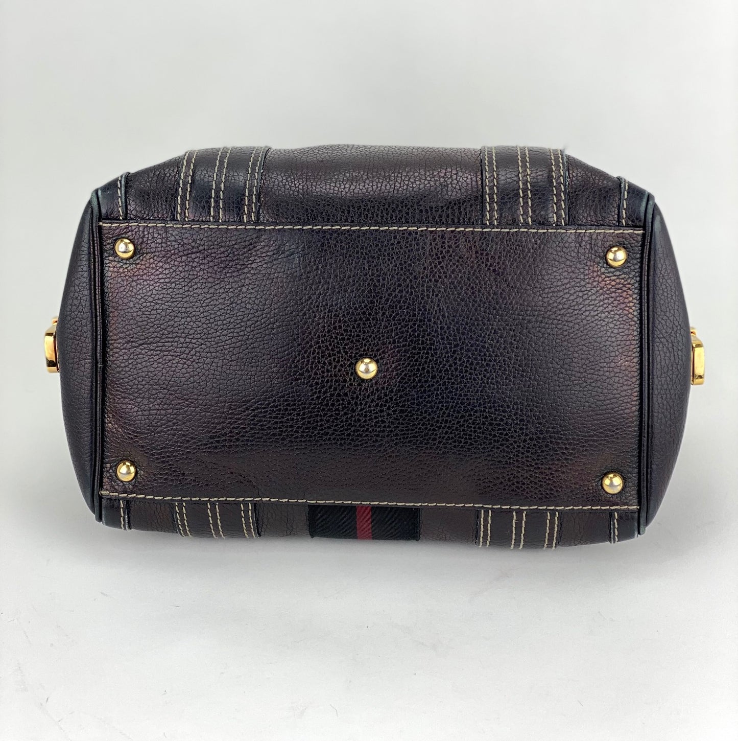 Medium Boston Bag in Monogram Leather Black