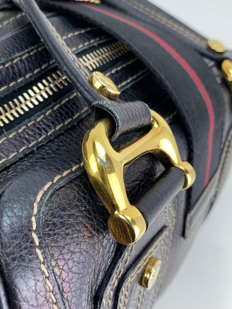 GUCCI Black Leather Aviatrix Medium Boston Hand Bag Authentic Preowned –  Debsluxurycloset